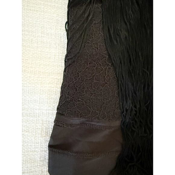 Aidan by Aidan Mattox | One Shoulder Flapper Style Black Dress with Fringe | 4 - Picture 4 of 9